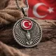 Gümüş Türk Kartalı ve Ay Yıldız Motifli Erkek Kolye
