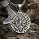 Gümüş Vegvisir Viking Pusulası Erkek Kolye