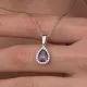 Gümüş Damla Mor Taşlı Kadın Kolye