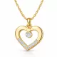 Gümüş Gold Minik Kalpli Tektaş Kadın Kolye