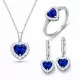 Gümüş Mavi Taşlı Kalpli Kadın Set
