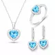 Gümüş Turkuaz Taşlı Kalpli Kadın Set