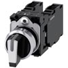 Selector Switch, İlluminable, 22 Mm, Round, Metal, Shiny, White, Selector Switch, Short, 3 Switch Positions I-o-ıı, Latching, Actuating Angle 2x45°, 10:30h/12h/13:30h, With Holder, 2x1no1nc, Screw Ter