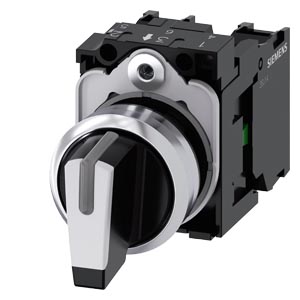 Selector Switch, İlluminable, 22 Mm, Round, Metal, Shiny, White, Selector Switch, Short, 3 Switch Positions I>o<ıı, Momentary Contact Type, Actuating Angle 2x45°, 10:30h/12h/13:30h, With Holder, 1 No,