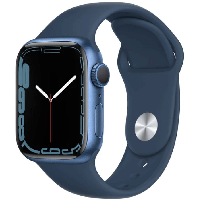 Apple Watch Seri 7 GPS, 41MM Mavi Alüminyum Kasa ve Mavi Spor Kordon