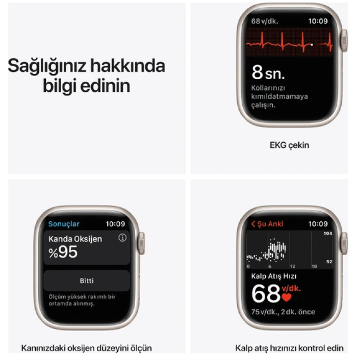 Apple Watch Seri 7 Gps, 41MM Yeşil Alüminyum Kasa ve Yeşil Spor Kordon