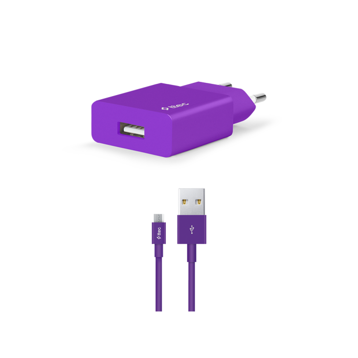 ttec SmartCharger 2.1A Seyahat Şarj Aleti + Micro USB Kablo Mor