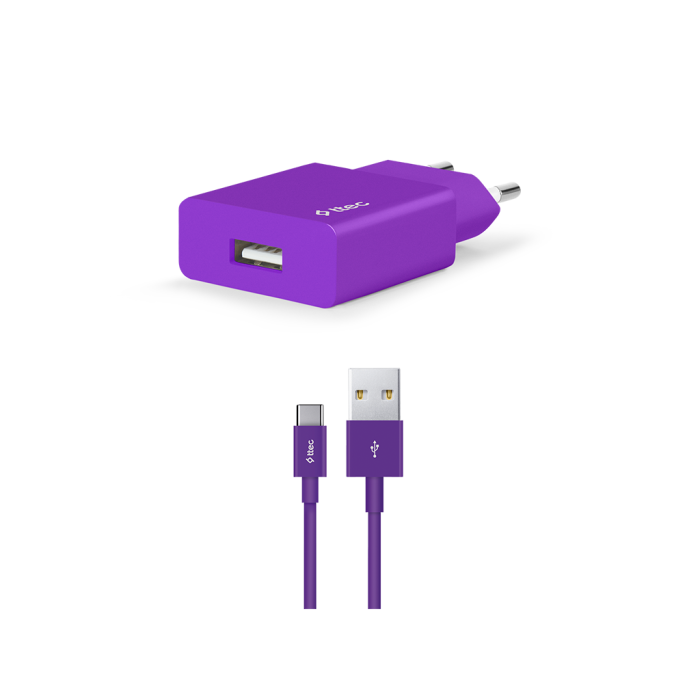 ttec SmartCharger 2.1A Seyahat Şarj Aleti + Type-C Kablo Mor