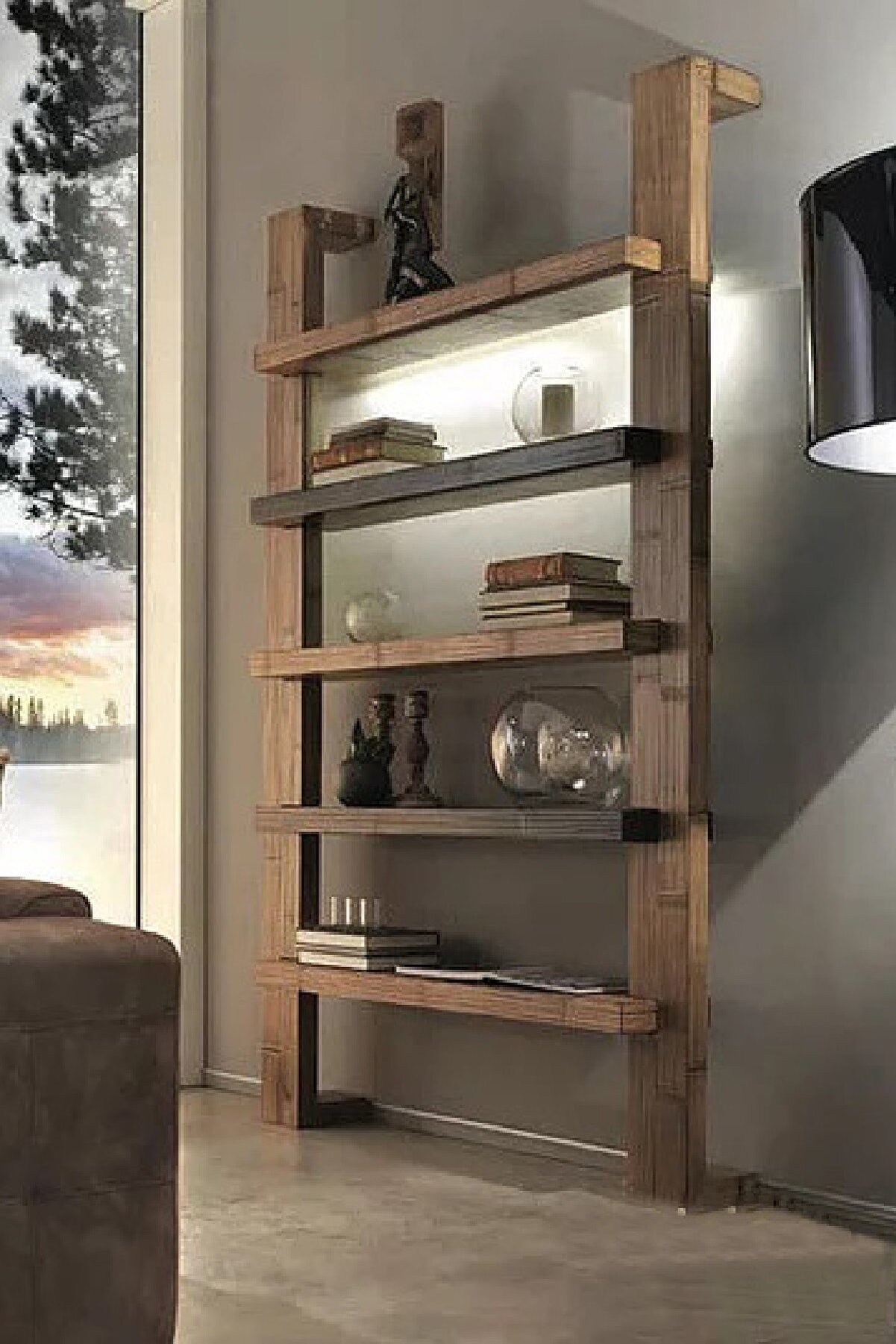 Enjoy Life Ahşap Masif 5 Katlı Raf Kitaplık Duvar Rafı Duvara Monte ...