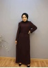 MİMYA BAYAN KEMER DETAYLI BORDO ELBİSE