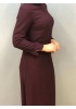 MİMYA BAYAN KEMER DETAYLI BORDO ELBİSE