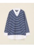 YENI SEÇİL büyük beden aksesuarlı çizgili sweatshirt 10002422314004