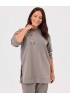 YENİ SEÇİL KADIN büyük beden nakışlı yırtmaç detaylı sweatshirt 10002422314007