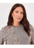 YENİ SEÇİL KADIN büyük beden nakışlı yırtmaç detaylı sweatshirt 10002422314007