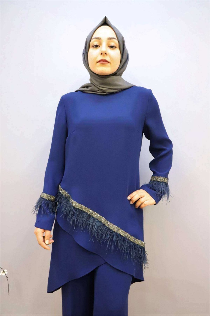 ÇINAR ÖZKAN KADIN ÇAPRAZ TÜYLÜ PANTOLONLU TAKIM