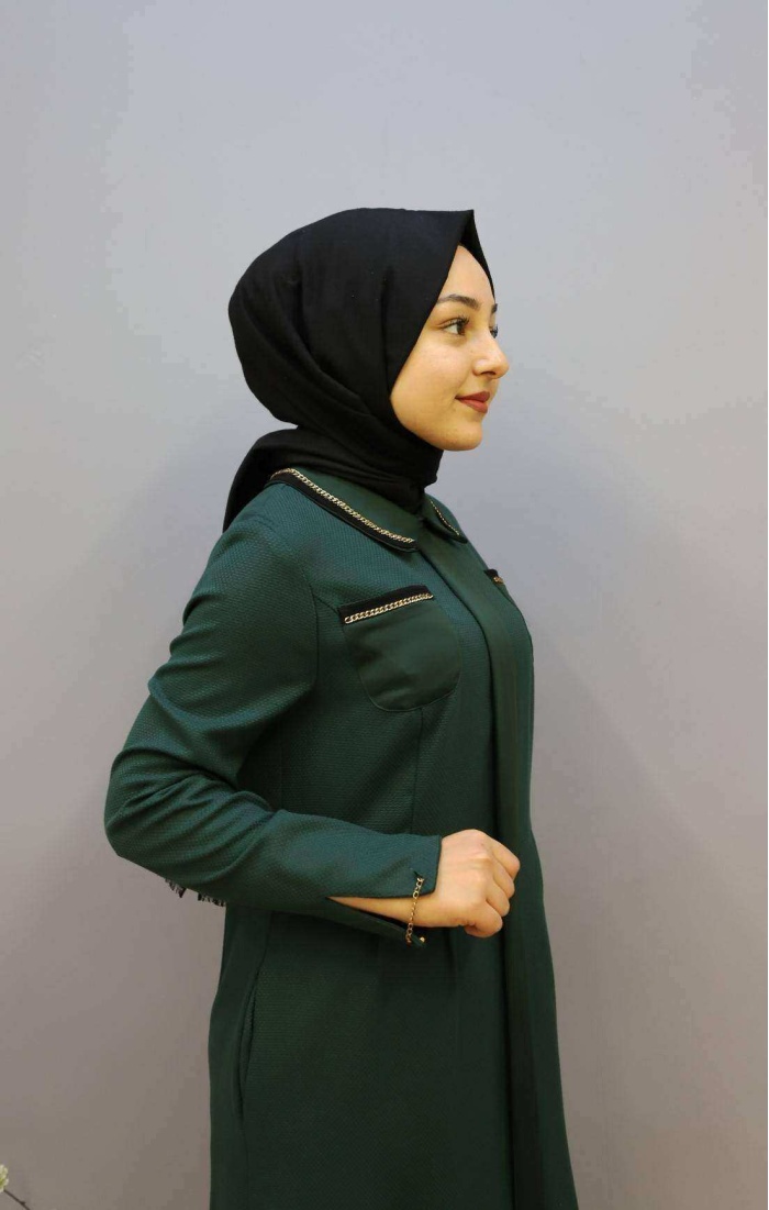 KAYRA KADIN CEPLERİ VE YAKASI TAŞ İŞLEMELİ ELBİSE