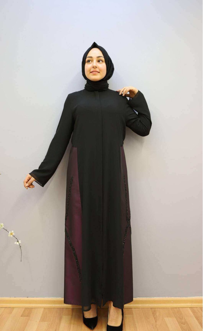 QEFFA KADIN TAŞ DETAYLI RENK GEÇİŞLİ ŞİFON FERACE