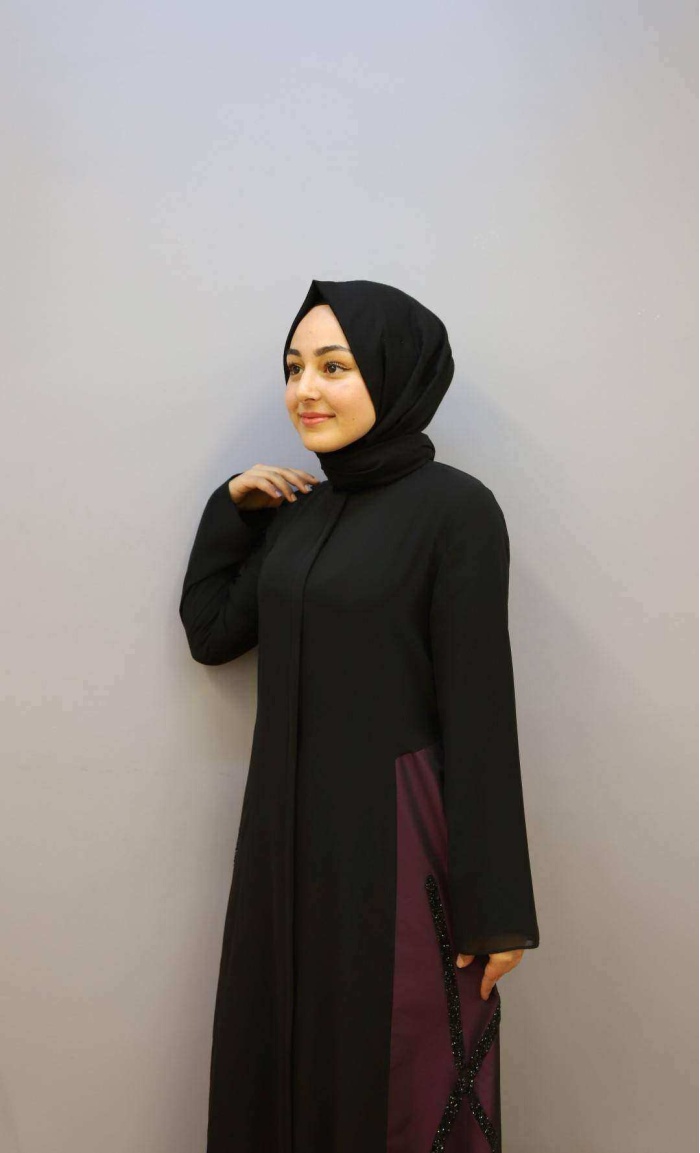 QEFFA KADIN TAŞ DETAYLI RENK GEÇİŞLİ ŞİFON FERACE