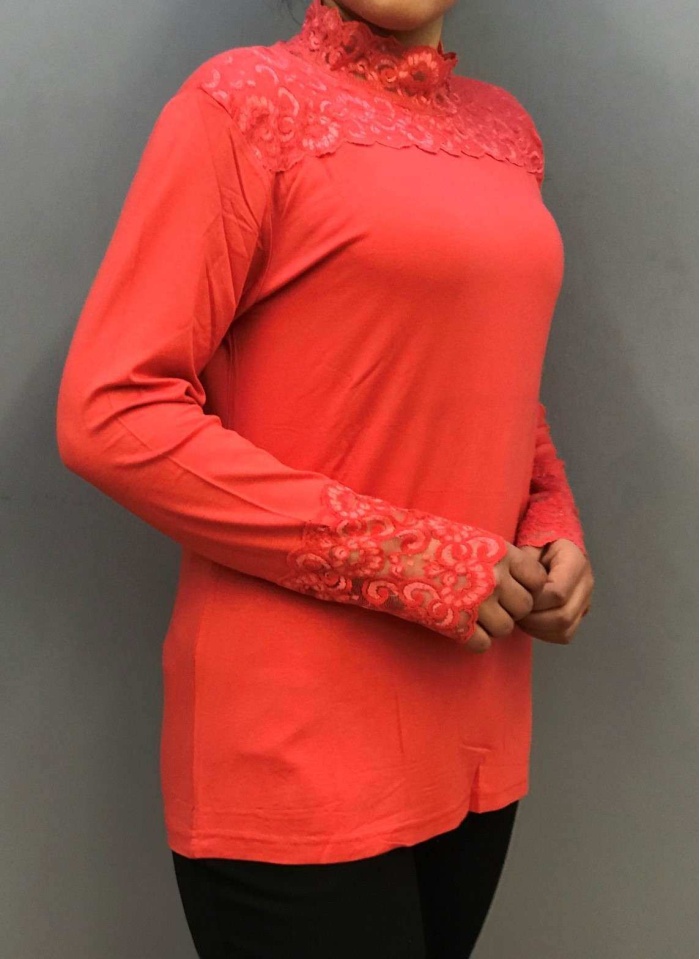 EFRAZE KADIN DANTELLİ UZUN KOLLU BODY