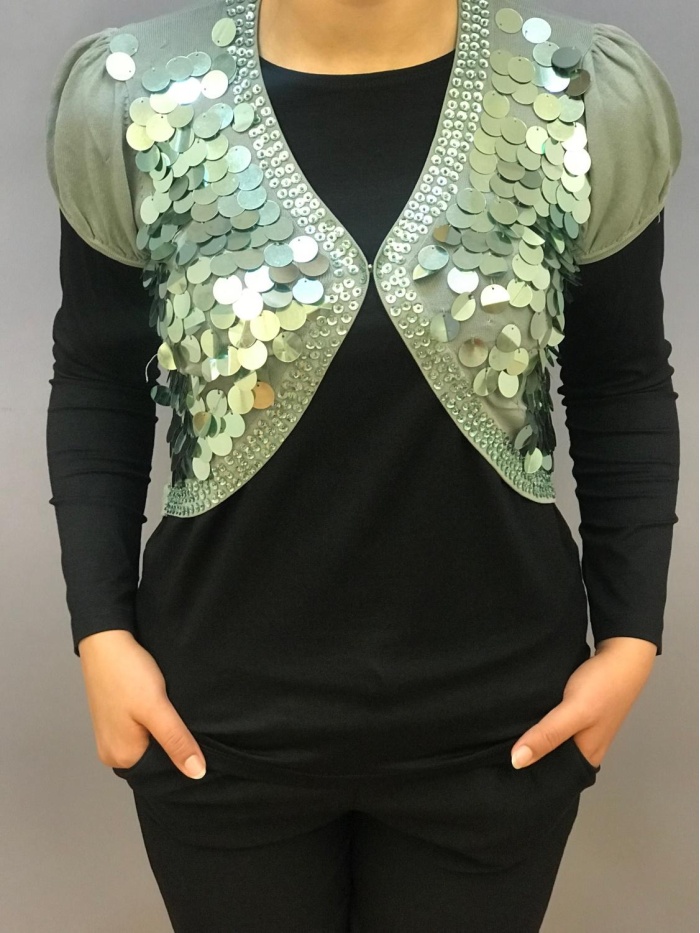ON FASHİON KADIN PUL DETAYLI BLUZ BOLERO
