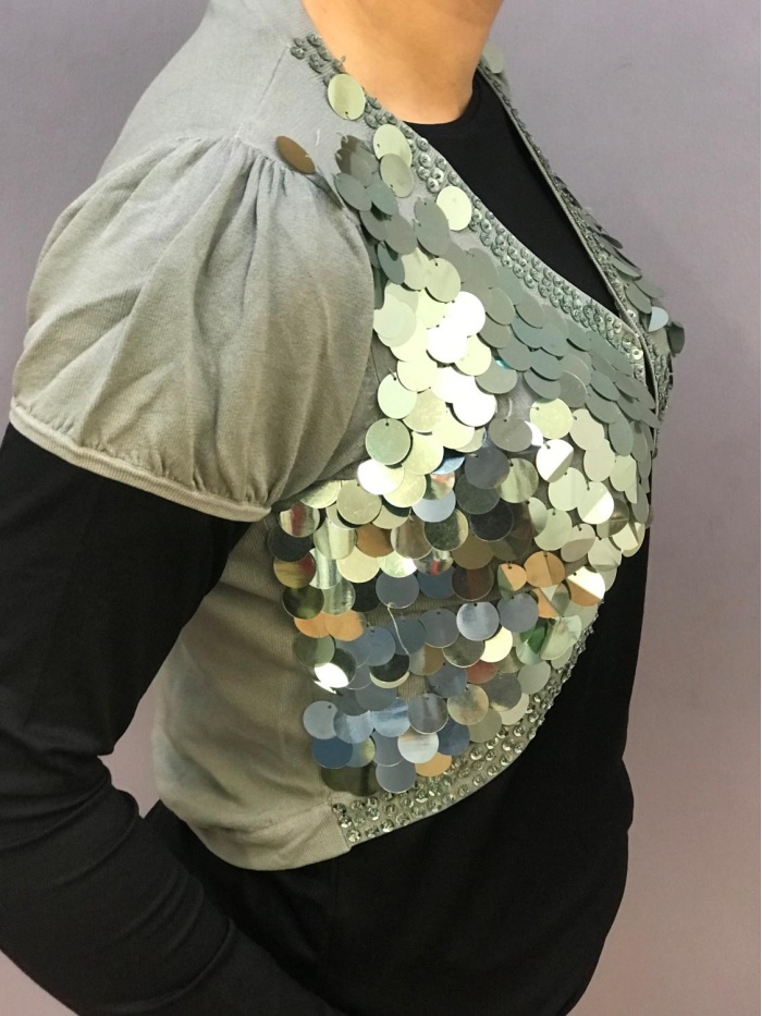 ON FASHİON KADIN PUL DETAYLI BLUZ BOLERO