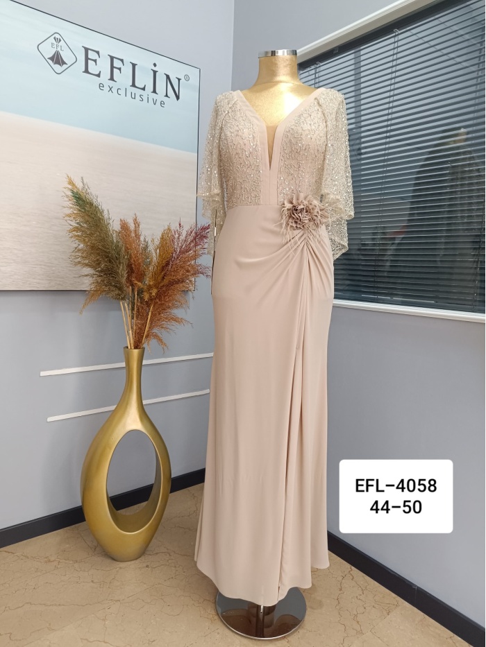 YENİ EFLİN KADIN BÜYÜK BEDEN ABİYE ELBİSE 4058