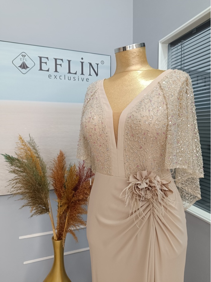 YENİ EFLİN KADIN BÜYÜK BEDEN ABİYE ELBİSE 4058