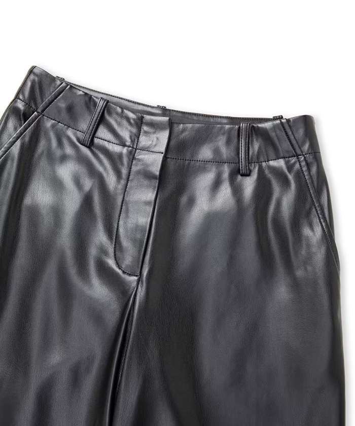 YENİ İPEKYOL KADIN Deri görünümlü straight fit pantolon IW6240003195