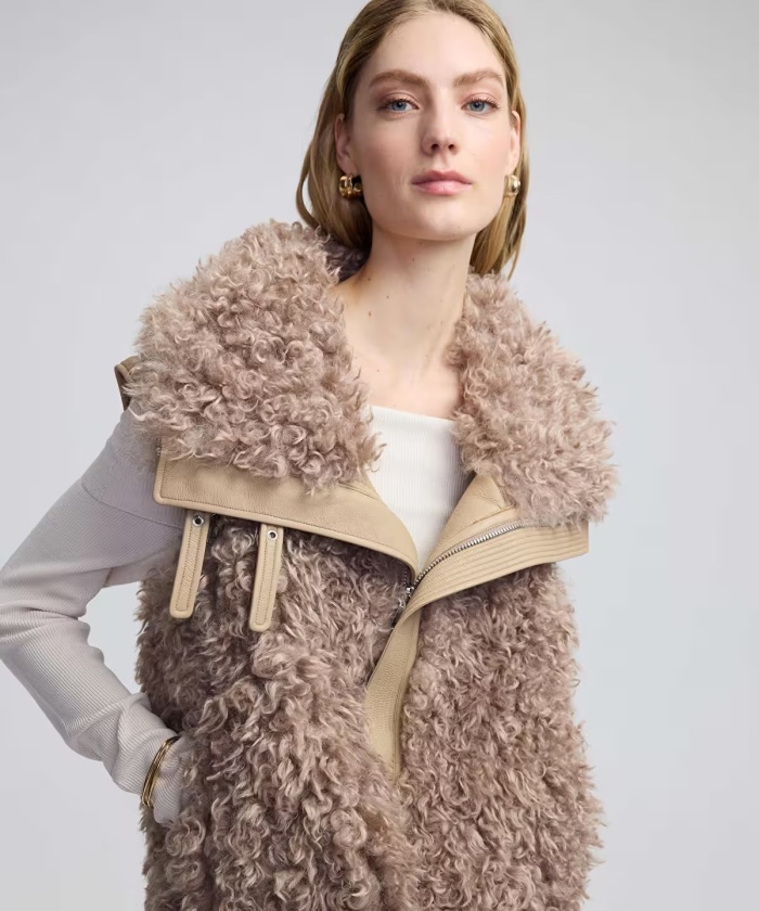 YENİ İPEKYOL KADIN Geniş yakalı shearling yelek IW6240012138