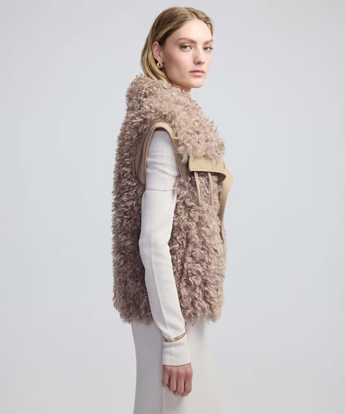 YENİ İPEKYOL KADIN Geniş yakalı shearling yelek IW6240012138