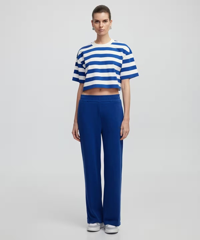 YENİ İPEKYOL KADIN Çizgili crop tişört IS1250070106