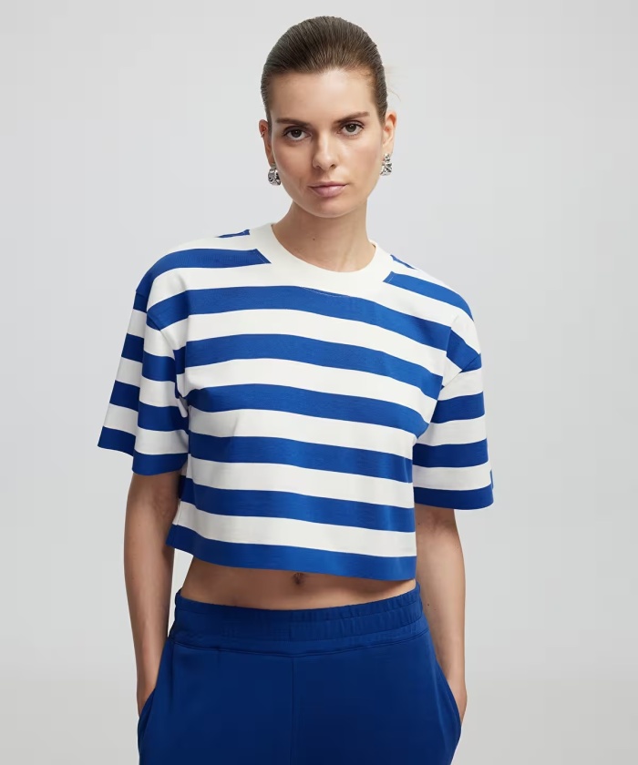 YENİ İPEKYOL KADIN Çizgili crop tişört IS1250070106