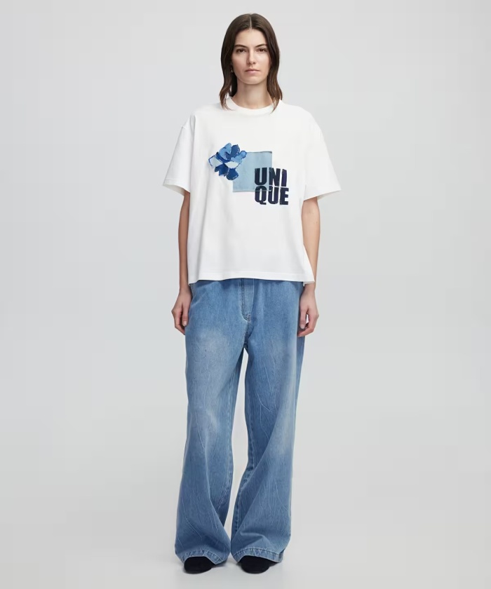 YENİ İPEKYOL KADIN Denim aplikeli tişört IS1250070058