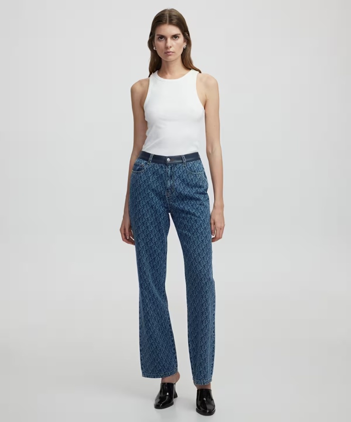 YENİ İPEKYOL KADIN Monogram baskılı jean pantolon IS1250018004