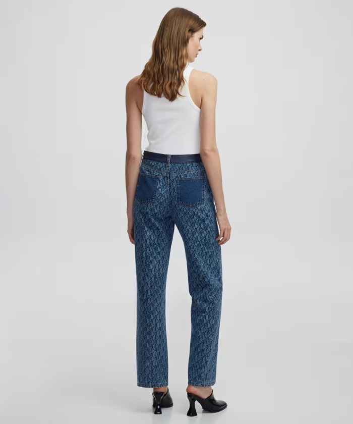YENİ İPEKYOL KADIN Monogram baskılı jean pantolon IS1250018004