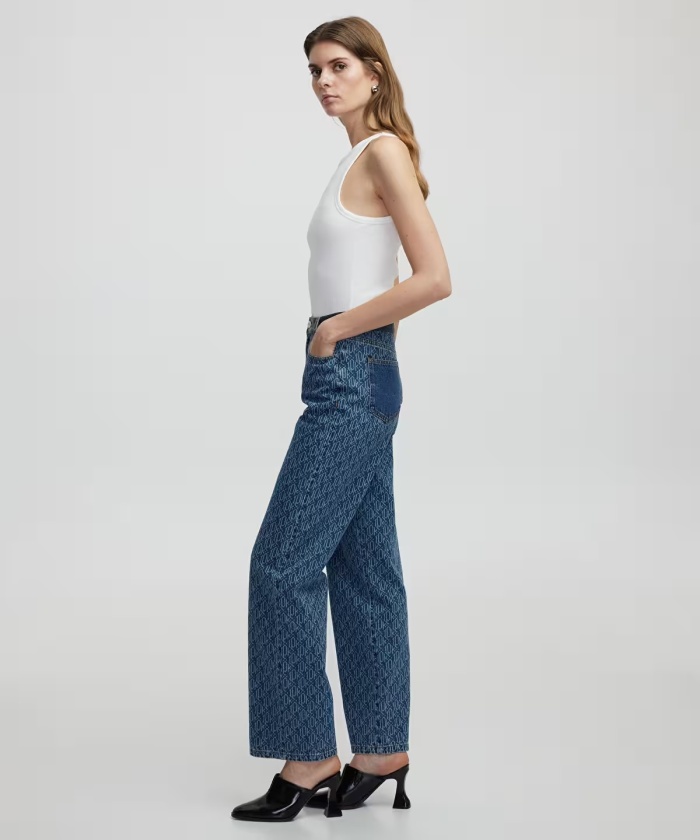 YENİ İPEKYOL KADIN Monogram baskılı jean pantolon IS1250018004