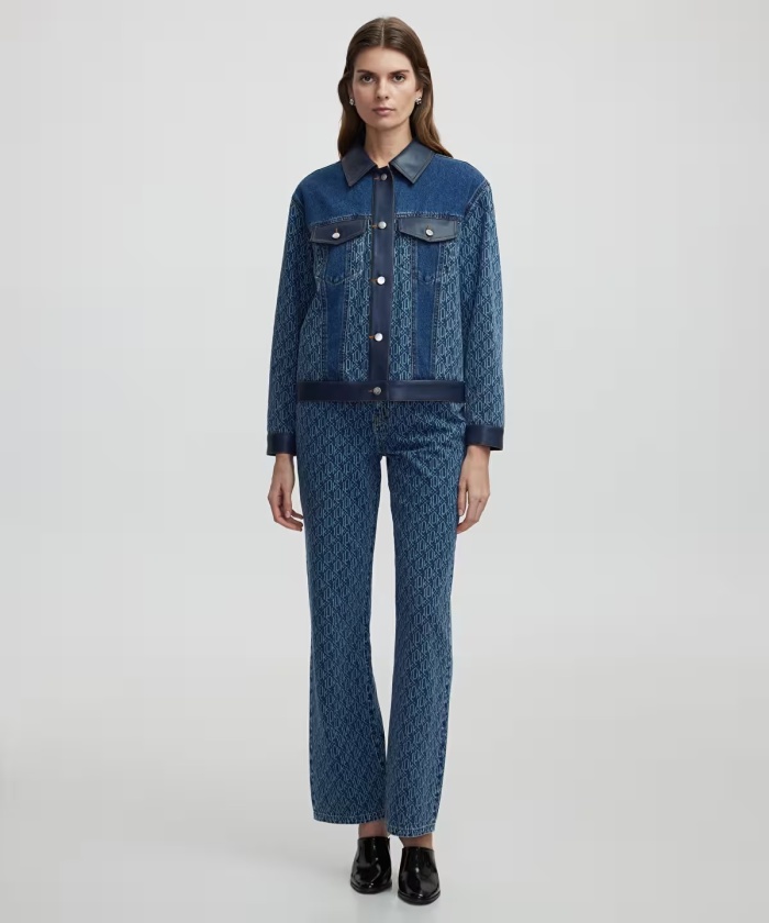 YENİ İPEKYOL KADIN Monogram baskılı jean pantolon IS1250018004