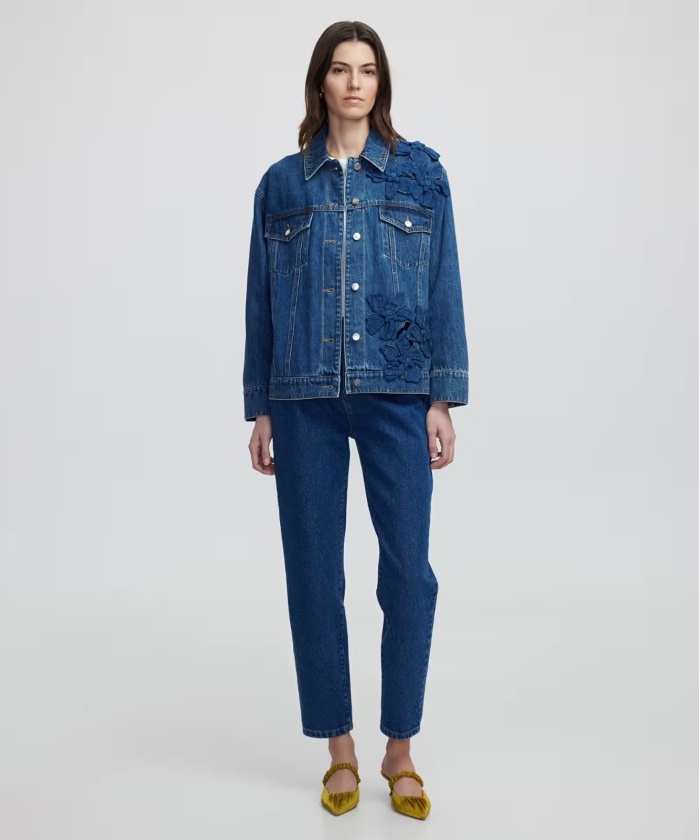 YENİ İPEKYOL KADIN Çiçek aplikeli denim mont IS1250012018