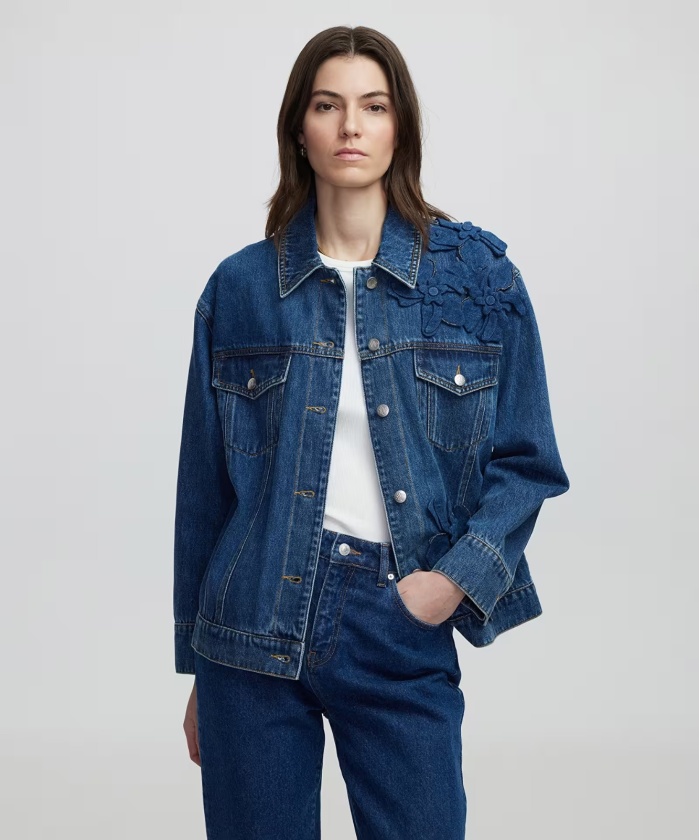YENİ İPEKYOL KADIN Çiçek aplikeli denim mont IS1250012018