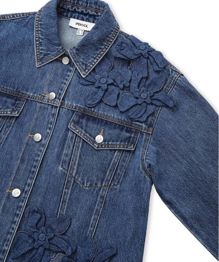 YENİ İPEKYOL KADIN Çiçek aplikeli denim mont IS1250012018