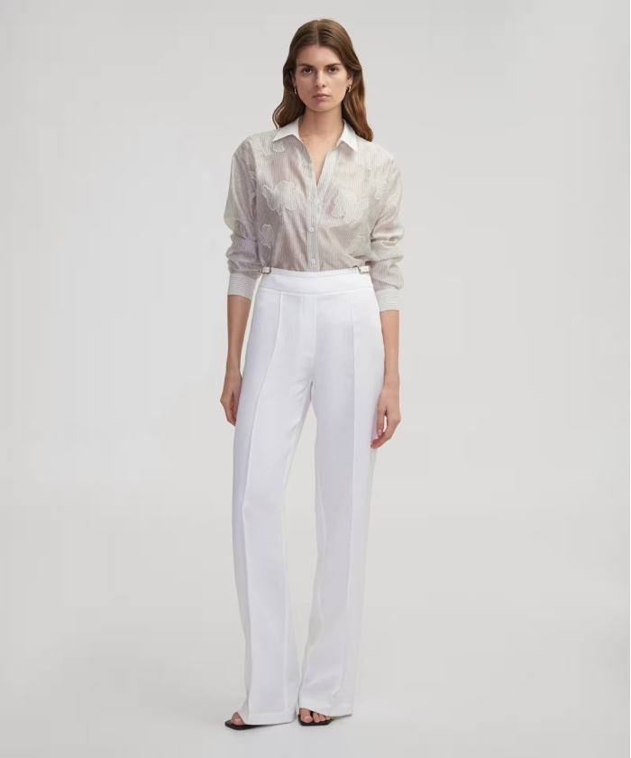 YENİ İPEKYOL KADIN Çift metal tokalı wide leg fit pantolon IS1250003220