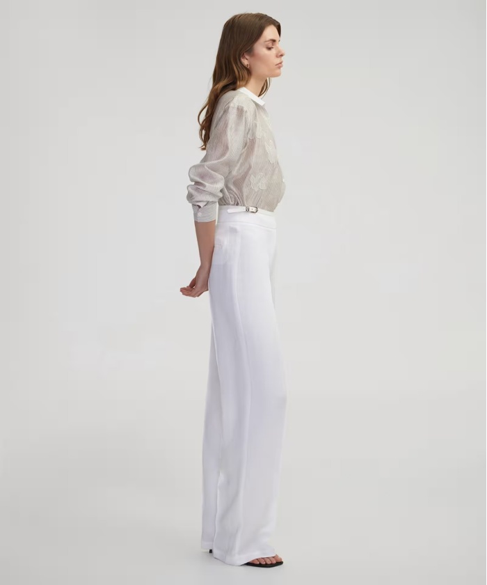 YENİ İPEKYOL KADIN Çift metal tokalı wide leg fit pantolon IS1250003220