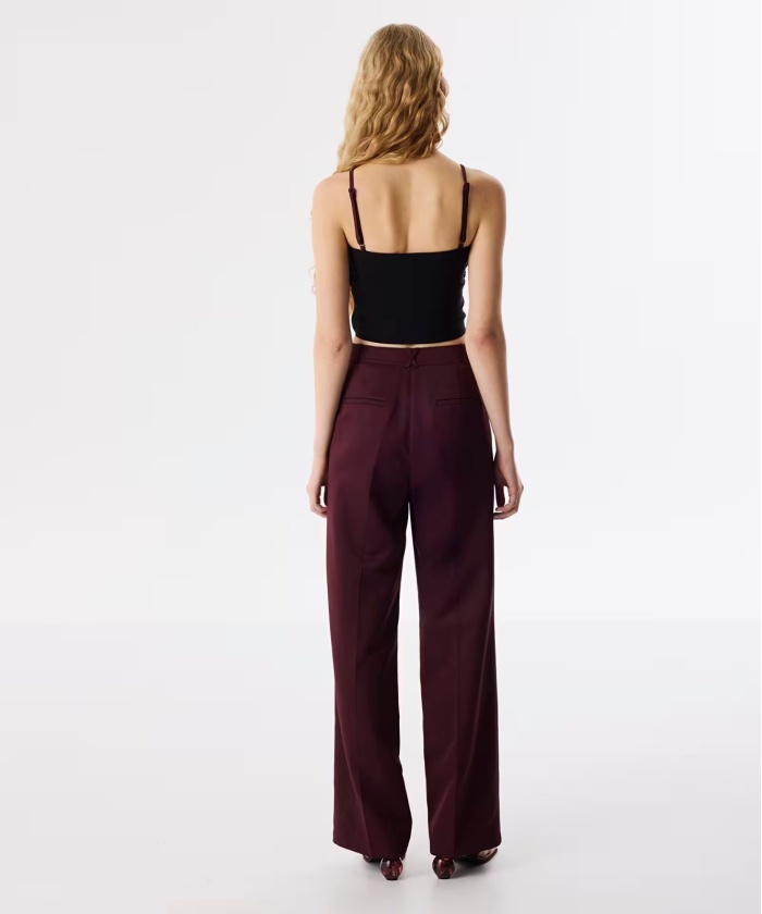 YENİ İPEKYOL TWIST KADIN METAL AKSESUARLI WIDE LEG FİT PANTOLON TS1250003113