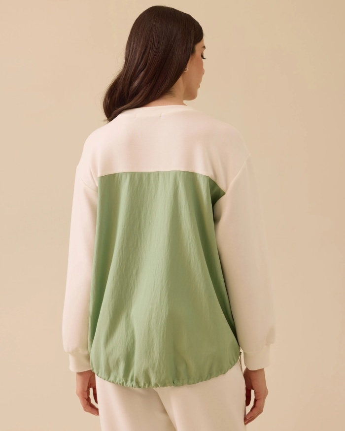 YENİ SEÇİL KADIN çift kumaşlı cepli beli büzgülü sweatshirt 10002512310003