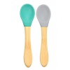 OiOi Bambu Saplı Silikon Kaşık 2li 9+ Ay Aqua Green - Powder Grey