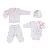 Bibaby Organik Zıbın Takımı Lady Animals Prematüre Ekru - Pembe Prem.