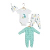 Bibaby Organik Tulum Takımı Tüllü Pear Is So Sweet Ekru - Yeşil 0-3 Ay