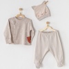 Andy Wawa Zıbın Takımı 3lü Organik Newborn Baby Bej 0-3 Ay
