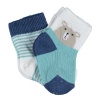Bibaby Organik Çorap Soket 2li Hello Teddy Bear Ekru - Yeşil 18-24Ay