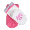 Bibaby Organik Çorap Soket 2li Paw Kaymaz Fuşya - Ekru 0-6 Ay
